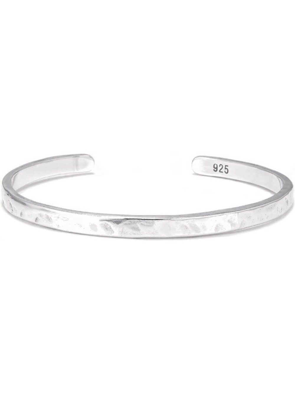Handmade 925 Sterling Silver Hammered Cuff Bracelet for Men & Women, Minimalist
